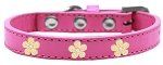 Gold Flower Widget Dog Collar (Color/Size: Bright Pink Size 16)