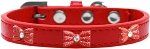 Red Glitter Bow Widget Dog Collar (Color/Size: Red Size 12)
