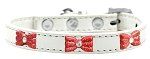 Red Glitter Bow Widget Dog Collar (Color/Size: White Size 12)