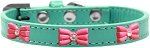Pink Glitter Bow Widget Dog Collar (Color/Size: Aqua Size 12)