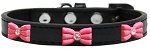 Pink Glitter Bow Widget Dog Collar (Color/Size: Black Size 12)