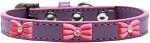Pink Glitter Bow Widget Dog Collar (Color/Size: Lavender Size 12)