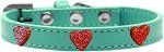 Red Glitter Heart Widget Dog Collar (Color/Size: Aqua Size 12)