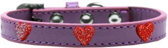Red Glitter Heart Widget Dog Collar