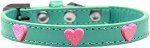 Pink Glitter Heart Widget Dog Collar (Color/Size: Aqua Size 12)