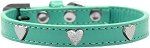 Silver Heart Widget Dog Collar (Color/Size: Aqua Size 12)