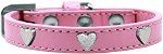 Silver Heart Widget Dog Collar (Color/Size: Light Pink Size 12)