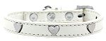 Silver Heart Widget Dog Collar (Color/Size: White Size 12)