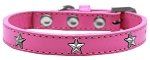Silver Star Widget Dog Collar (Color/Size: Bright Pink Size 12)