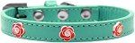 Red Rose Widget Dog Collar (Color/Size: Aqua Size 12)