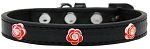 Red Rose Widget Dog Collar (Color/Size: Black Size 12)
