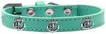Silver Anchor Widget Dog Collar (Color/Size: Aqua Size 16)