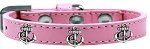 Silver Anchor Widget Dog Collar (Color/Size: Light Pink Size 16)