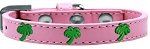Green Palm Tree Widget Dog Collar (Color/Size: Light Pink Size 16)