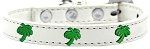 Green Palm Tree Widget Dog Collar (Color/Size: White Size 16)