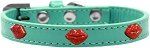 Red Glitter Lips Widget Dog Collar (Color/Size: Aqua Size 12)