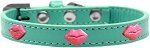 Pink Glitter Lips Widget Dog Collar (Color/Size: Aqua Size 12)