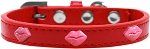 Pink Glitter Lips Widget Dog Collar (Color/Size: Red Size 12)