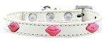 Pink Glitter Lips Widget Dog Collar