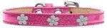 Silver Flower Widget Dog Collar (Color/Size: Pink Ice Cream Size 16)