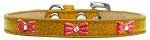 Red Glitter Bow Widget Dog Collar (Color/Size: Gold Ice Cream Size 16)