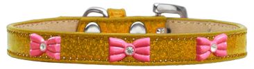 Pink Glitter Bow Widget Dog Collar