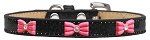 Pink Glitter Bow Widget Dog Collar (Color/Size: Black Ice Cream Size 16)