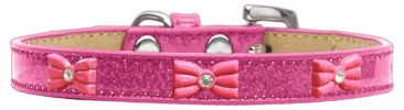 Pink Glitter Bow Widget Dog Collar