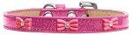Pink Glitter Bow Widget Dog Collar