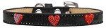 Red Glitter Heart Widget Dog Collar (Color/Size: Black Ice Cream Size 12)