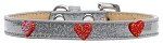 Red Glitter Heart Widget Dog Collar (Color/Size: Silver Ice Cream Size 12)