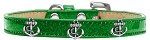 Silver Anchor Widget Dog Collar (Color/Size: Emerald Green Ice Cream Size 16)