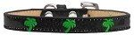 Green Palm Tree Widget Dog Collar (Color/Size: Black Ice Cream Size 16)
