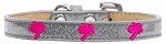 Pink Palm Tree Widget Dog Collar (Color/Size: Silver Ice Cream Size 16)