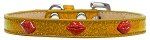 Red Glitter Lips Widget Dog Collar (Color/Size: Gold Ice Cream Size 12)