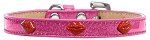 Red Glitter Lips Widget Dog Collar (Color/Size: Pink Ice Cream Size 16)