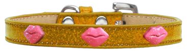 Pink Glitter Lips Widget Dog Collar
