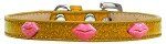 Pink Glitter Lips Widget Dog Collar (Color/Size: Gold Ice Cream Size 12)