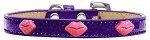 Pink Glitter Lips Widget Dog Collar (Color/Size: Purple Ice Cream Size 12)