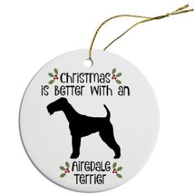 Breed Specific Round Christmas Ornament (Color/Size: Airedale Terrier)
