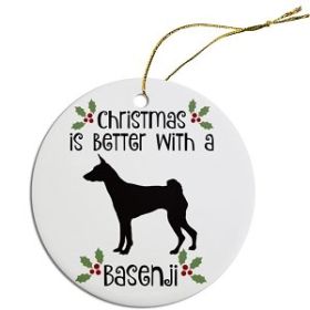Breed Specific Round Christmas Ornament (Color/Size: Basenji)