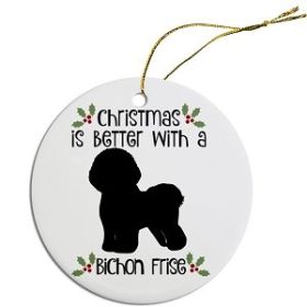 Breed Specific Round Christmas Ornament (Color/Size: Bichon Frise)