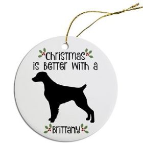 Breed Specific Round Christmas Ornament (Color/Size: Brittany)