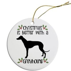 Breed Specific Round Christmas Ornament (Color/Size: Greyhound)