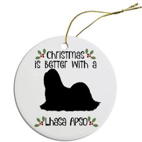 Breed Specific Round Christmas Ornament (Color/Size: Lhasa Apso)