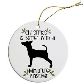 Breed Specific Round Christmas Ornament (Color/Size: Miniature Pinscher)