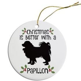 Breed Specific Round Christmas Ornament (Color/Size: Papillon)