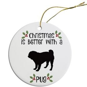 Breed Specific Round Christmas Ornament (Color/Size: Pug)