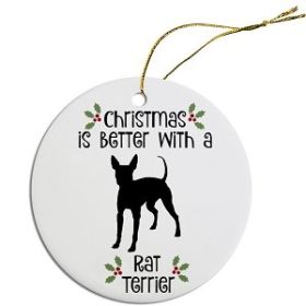 Breed Specific Round Christmas Ornament (Color/Size: Rat Terrier)