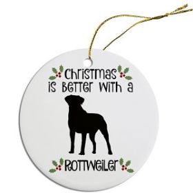 Breed Specific Round Christmas Ornament (Color/Size: Rottweiler)